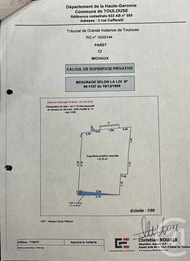  à vendre - 1 pièce - 9.0 m2 - TOULOUSE - 31 - MIDI-PYRENEES - Century 21 Idéa